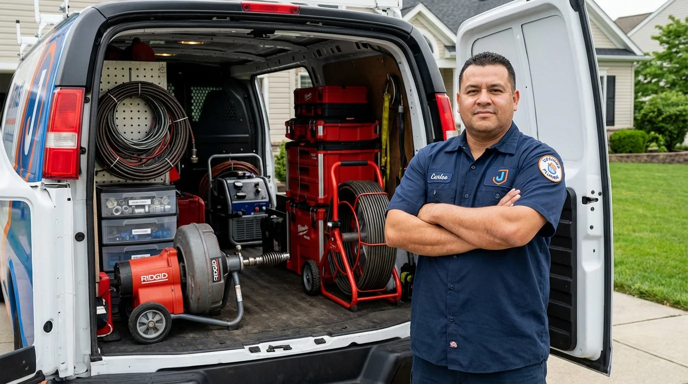 Professional drain cleaning equipment and Johns Plumbing LLC plumber in Crystal City